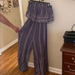 Strapless bell bottom one piece outfit!